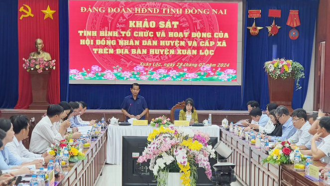 Đảng đoàn HĐND tỉnh Đồng Nai khảo sát tình hình tổ chức, hoạt động của HĐND huyện và cấp xã tại Xuân Lộc - ẢNH NGỌC HOÀNG